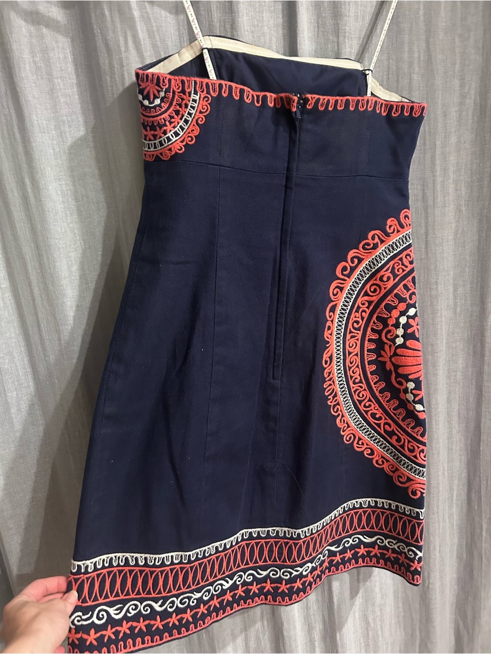 Lilly Pulitzer Navy Strapless Dress with Coral and White Embroidery - Picture 2 of 2